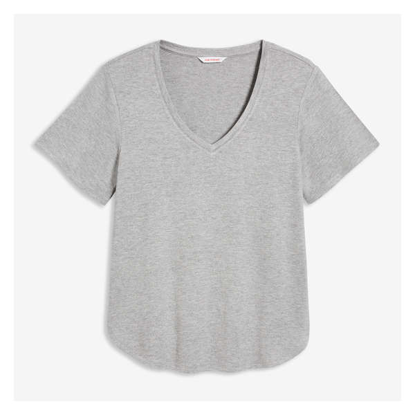 Relaxed-Fit V-Neck Tee - Light Grey Mix